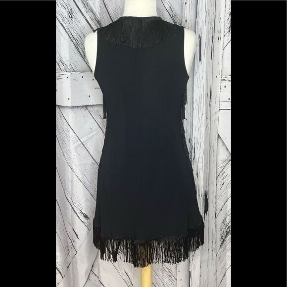 Vintage 90s Y2k Express World Brand Mini Dress Flapper Fringe 9/10 - Picture 4 of 5
